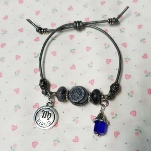 Zodiac Grey Leather Bracelet!